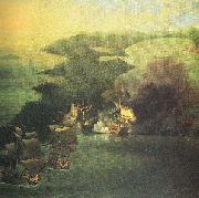 Samuel Scott Admiral Vernon capture of Porto Bello in 1739. oil